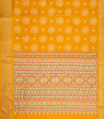 Yellow Printed Synthetic Dola Silk Saree With Motifs & Zari Stripes-SY0452