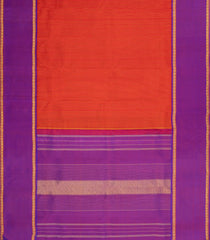 Red Handloom Kanchipuram Silk Saree With Zari Stripes-KA15355