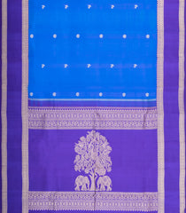 Sky Blue Handloom Kanchipuram Silk Saree With Zari Buttas-KA15650