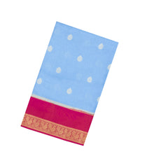 Turquoise Woven Blended Viscose Saree With Zari Buttas-BL5624