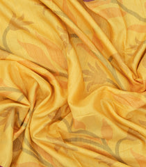 Yellow Printed Art Tussar Saree With Zari Border-BL5007