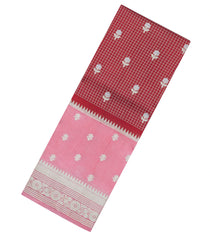 Crimson Woven Banarasi Poona Silk Saree With Checks & Buttas-BP1014