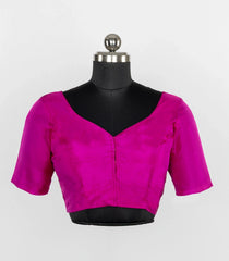 Pink Readymade Plain Silk Blouse With Elbow Sleeve-RB5257