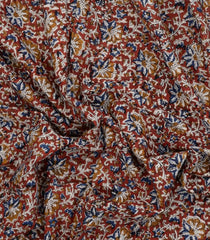 Brown Printed Jaipur Cotton Saree With Floral Motifs-JC1460