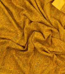 Yellow Woven Pure Silk Saree With Printed Floral Motifs-PS0672