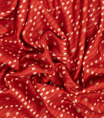 Red Printed Synthetic Dola Silk Saree With Motifs & Zari Stripes-SY0421