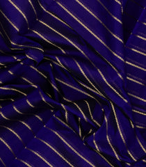 Dark Blue Handloom Silk Cotton Saree With Veldhari Stripes-SC4356