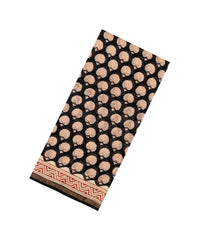 Black Printed Chanderi Cotton Saree With Floral Motifs-CC1764
