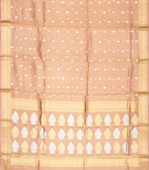 Light Peach Handloom Banarasi Tissue Silk Saree With Floral Motifs-BE1531