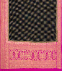 Black Handloom Banarasi Khaddi Georgette Silk Saree With Contrast Border-BE1798