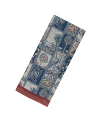 Brown Printed Art Linen Saree With Zari Border-BL6027