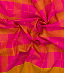 Hot Pink Handloom Kanchipuram Silk Saree With Checks-KA15140