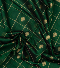 Dark Green Handloom Kanchi Cotton Saree With Silk Border-KC1803
