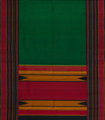 Green Handloom Kanchipuram Silk Saree With Silk Stripes-KA15146
