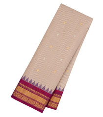 Beige Handloom Gadwal SICO Saree With Cotton Body & Silk Border-GA0295