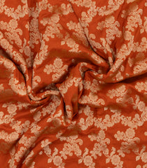 Orange Woven Viscose Saree With Floral Vine Motifs-BL6118