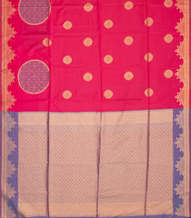 Dark Peach Woven Blended Soft Silk Saree With Floral Motifs-BL3914