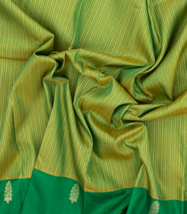 Green Handloom Kanchipuram Silk Saree With Stripes-KA13792