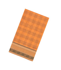 Peach Handloom Silk Cotton Saree With Checks-SC4221