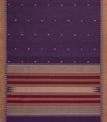 Dark Purple Handloom Kanchi Cotton Saree With Mango Buttas-KC1635