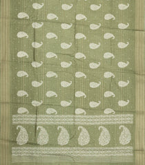 Cardamom Green Printed Synthetic Dola Silk Saree With Zari Stripes & Border-SY0304