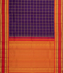 Purple Handloom Korvai Kanchipuram Silk Saree With Checks -KA14718