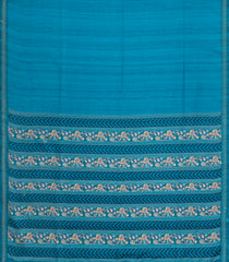 Sky Blue Printed Synthetic Kotha Silk Saree With Contrast Border-SY0543