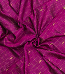Magenta Handloom Silk Cotton Saree With Checks & Buttas-SC4724