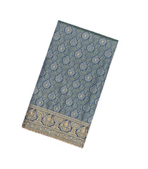 Navy Blue Woven Pure Silk Saree With Floral & Hand Embroidered Motifs-EN1803