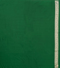 Green Woven Blended Satin Saree With Floral Zari Buttas-BL6005
