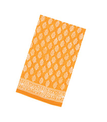 Orange Printed Jaipur Cotton Saree With Floral Motifs-JC1608