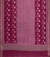 Maroon Printed Chanderi Cotton Saree With Zari Border-CC1571