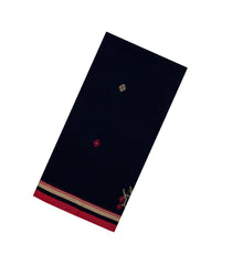 Black Handloom Bengal Cotton Saree With Bird Buttas-BG1567