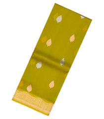 Olive Green Handloom Banarasi Organza Silk Saree With Floral Buttas-BE1667