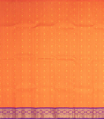 Orange Handloom Korvai Silk Pavadai & Purple Blouse-PM2079