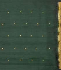 Bottle Green Handloom Kanchipuram Silk Saree With Buttas & Temple Border-KA16182