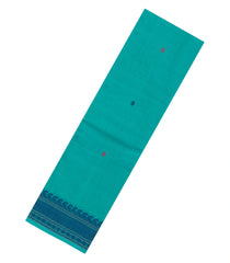 Turquoise Handloom Kanchi Cotton Saree With Diamond Buttas-KC1698