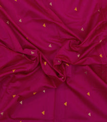 Hot Pink Handloom Maheswari Silk Cotton Saree With Triangle Buttas-SC4925