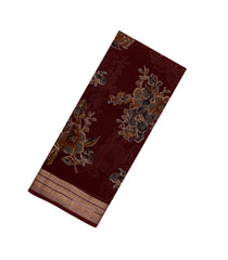 Crimson Printed Synthetics Brasso Saree With Floral Motifs-BL5314