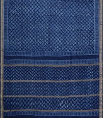 Indigo Printed Chanderi Cotton Saree With Geometric Motifs-CC1775