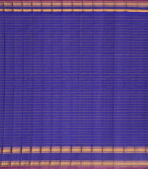 Blue Handloom Gadwal Silk Cotton Saree With Checks & Contrast Border-GA0253