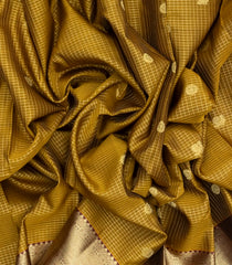 Oil Mustard Handloom Kanchipuram Silk Saree With Zari Checks & Annam Buttas-KA13011