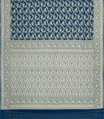 Navy Blue Woven Banarasi Khaddi Georgette Silk Saree With Floral Vine Motifs-BE1948