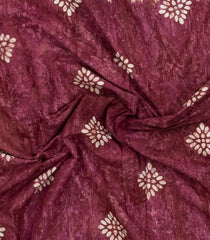 Burgundy Printed Jaipur Cotton Saree With Tie & Dye Motifs-JC1863