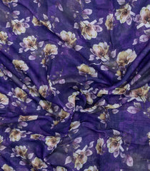 Violet Printed Synthetic Linen Saree With Floral Motifs-SY0196
