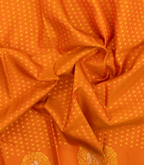 Orange Handloom Korvai Kanchipuram Silk Saree With Kamalam Motifs-KA15500