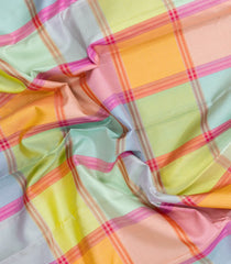 Multi Colour Handloom Kanchipuram Silk Saree With Zari Checks-KA15724