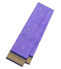 Lavender Handloom Korvai Kanchipuram Silk Saree With Stripes & Buttas-KA15683