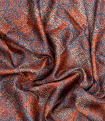 Rust Printed Pure Silk Saree With Floral Motifs-PS0773