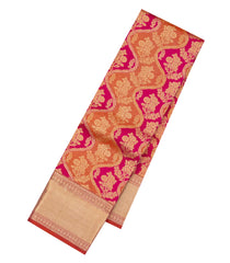 Magenta Handloom Kanchipuram Silk Saree With Meena Floral Motifs-KA13564